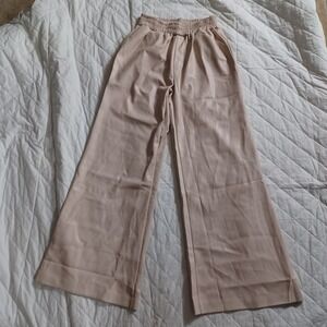 Milio-Milano Womens Beige Faux Leather Wide Leg Pants Made in Italy XS 77114